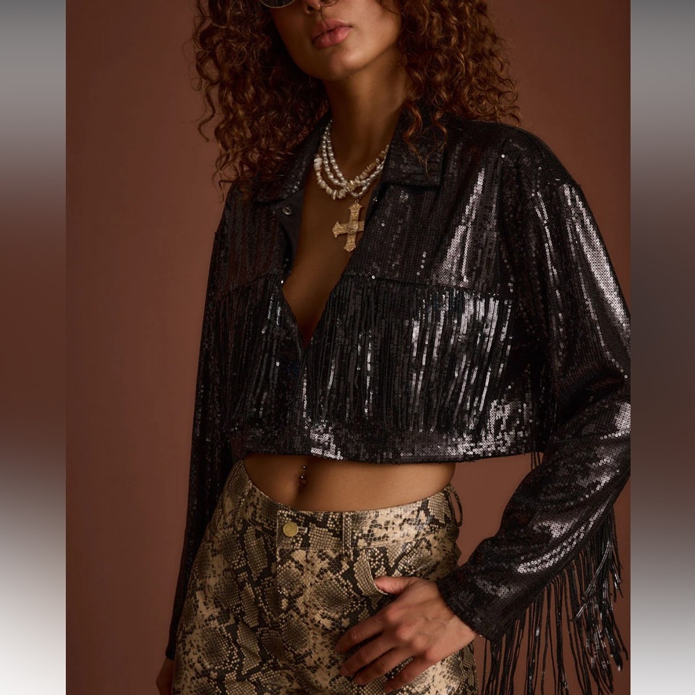 12th Tribe Star Crossed Black Sequin Jacket